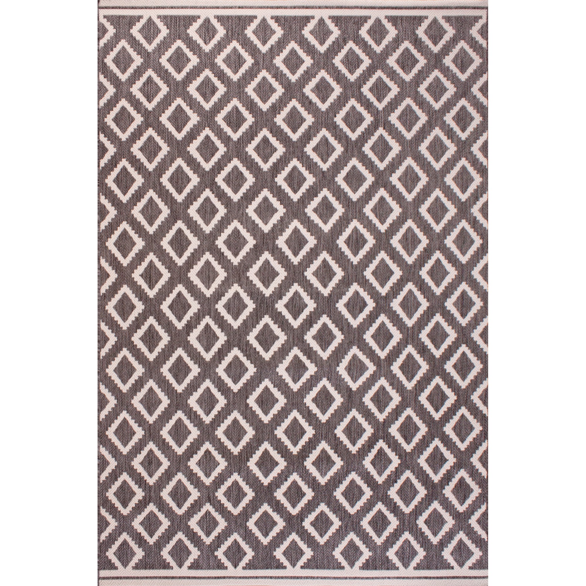 Terrace Diamond Modern Geometric Outdoor Rugs In Grey